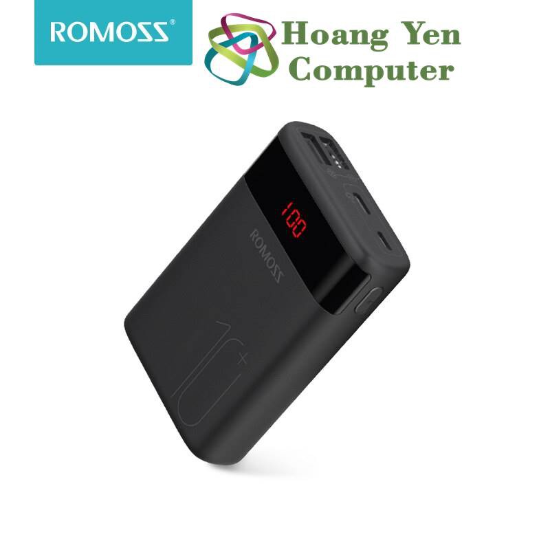 Sạc Dự Phòng Mini Romoss Ares 10 10000Mah 2 Cổng Sạc Vào, 2 Cổng Sạc Ra, Màn Hình Led - Hoàng Yến Computer