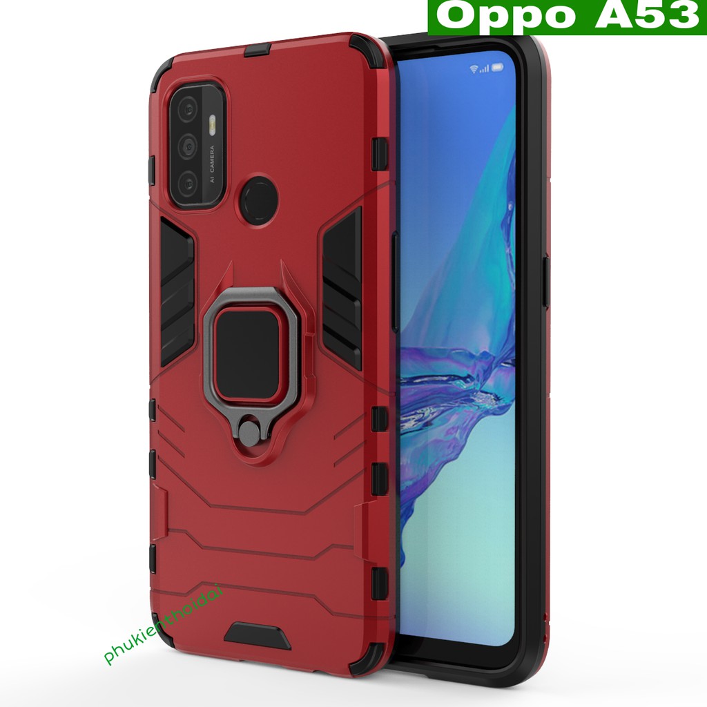 Ốp lưng Oppo A53 / A54 4G / A74 4G Iron Man Iring chống sốc va đập mạnh giá đỡ mặt lưng xem phim