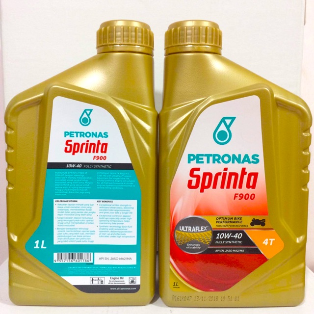 Nhớt Cao Cấp PETRONAS Sprinta F900 10W-40 1L Fully Synthetic API SN Jaso MA2 + Combo Chiết Lẻ