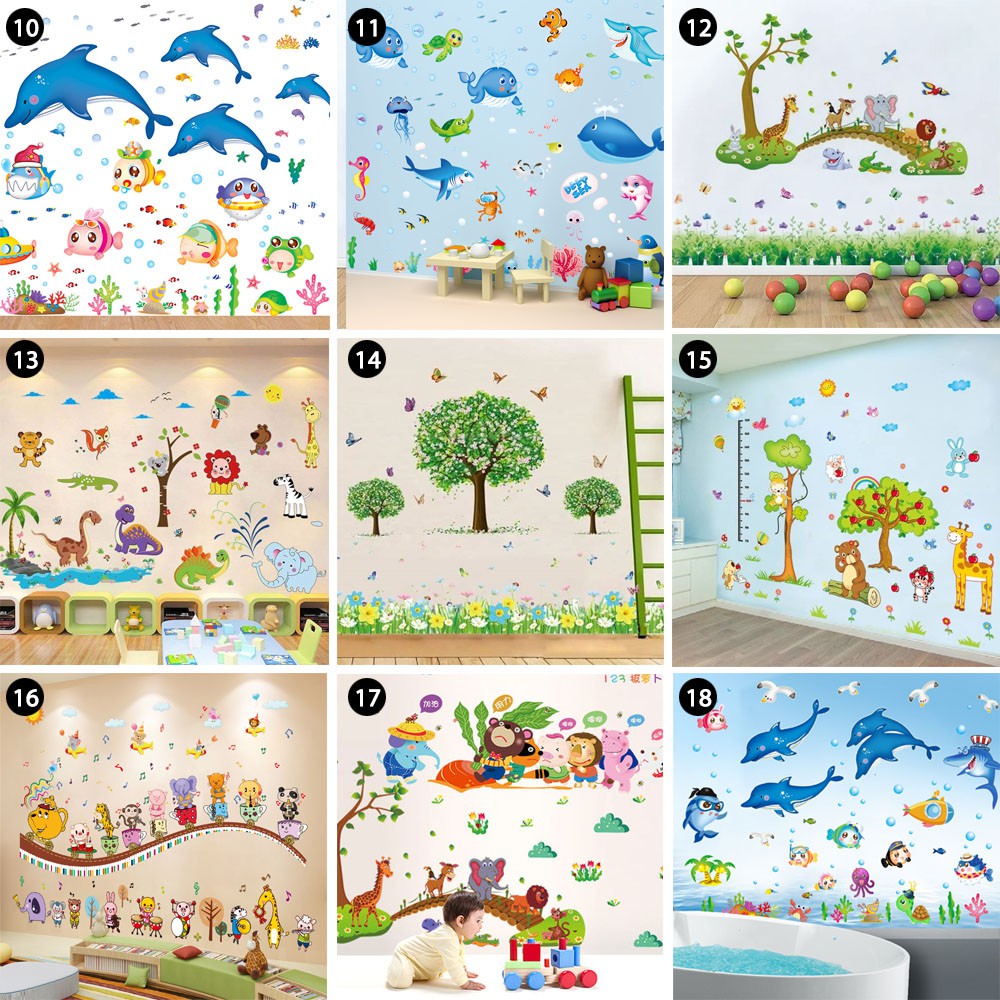 Combo 2 Tranh dán tường, giấy decal dán tường cho bé Hàn Quốc trang trí phòng bé