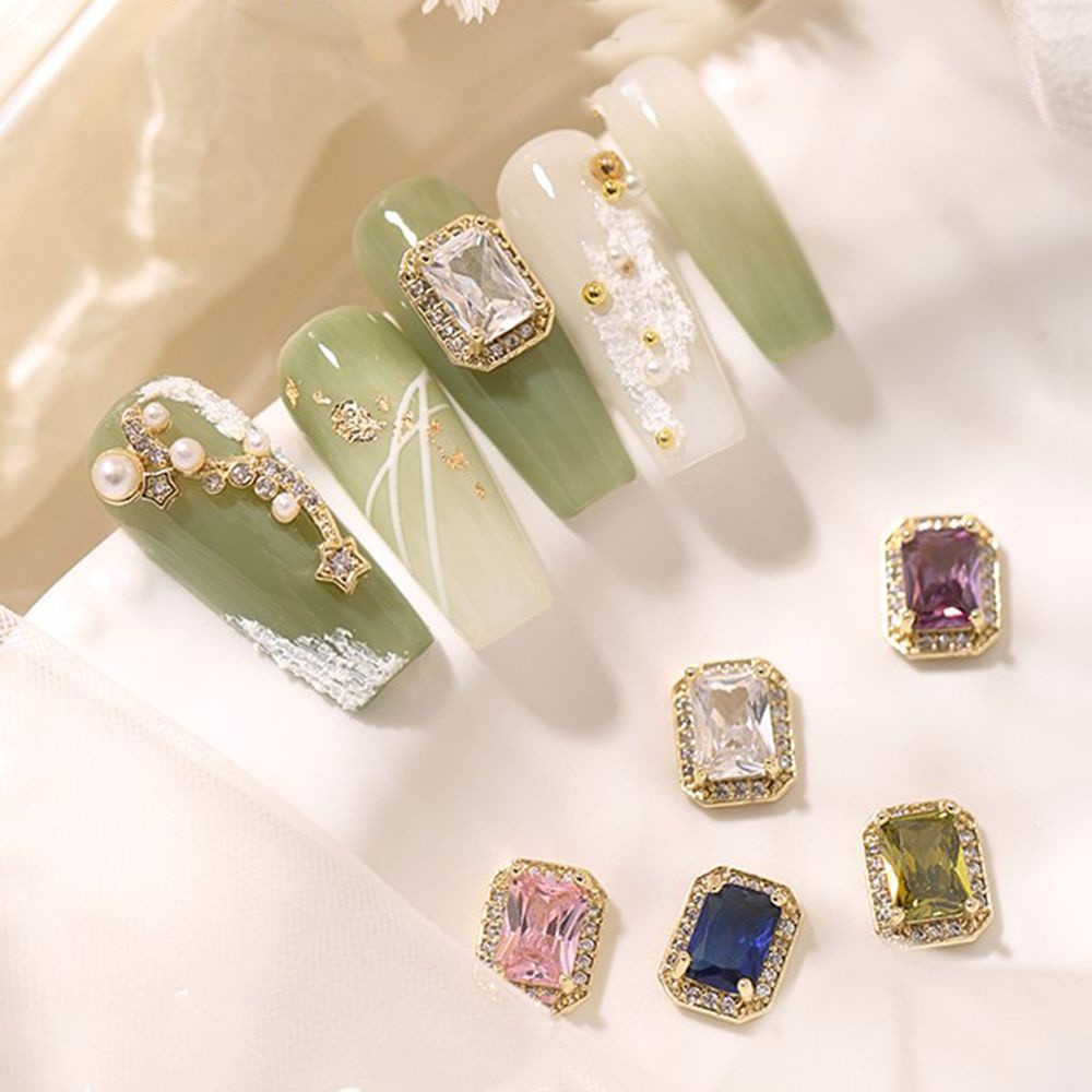 [Hàng mới về] Đá kim cương giả hình chữ nhật đính móng trang trí nghệ thuật 3D