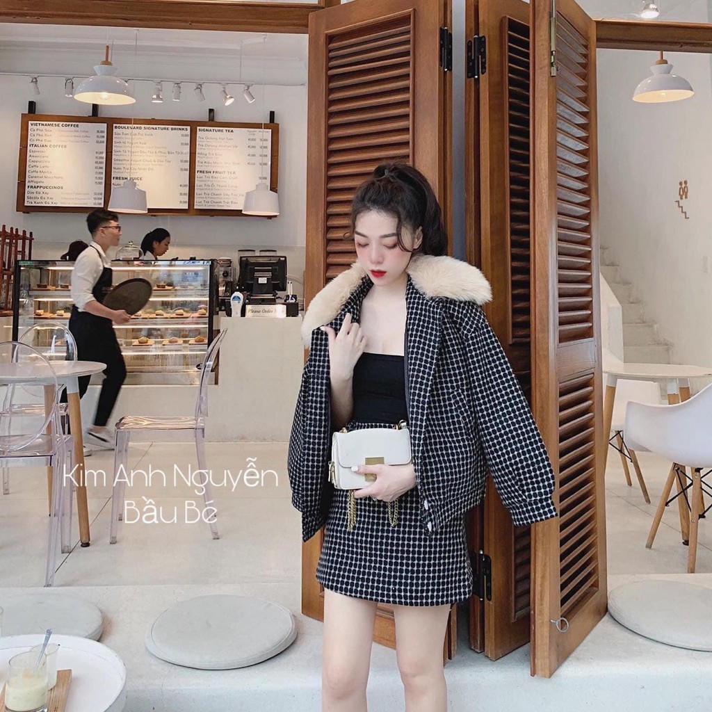Sét Dạ Cổ Lông Chân Váy Ngắn 2 Lớp | BigBuy360 - bigbuy360.vn