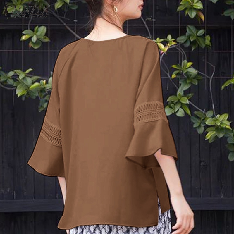 Zanzea Áo Nữ Cổ Tròn Tay 3 / 4 Phối Ren Thời Trang