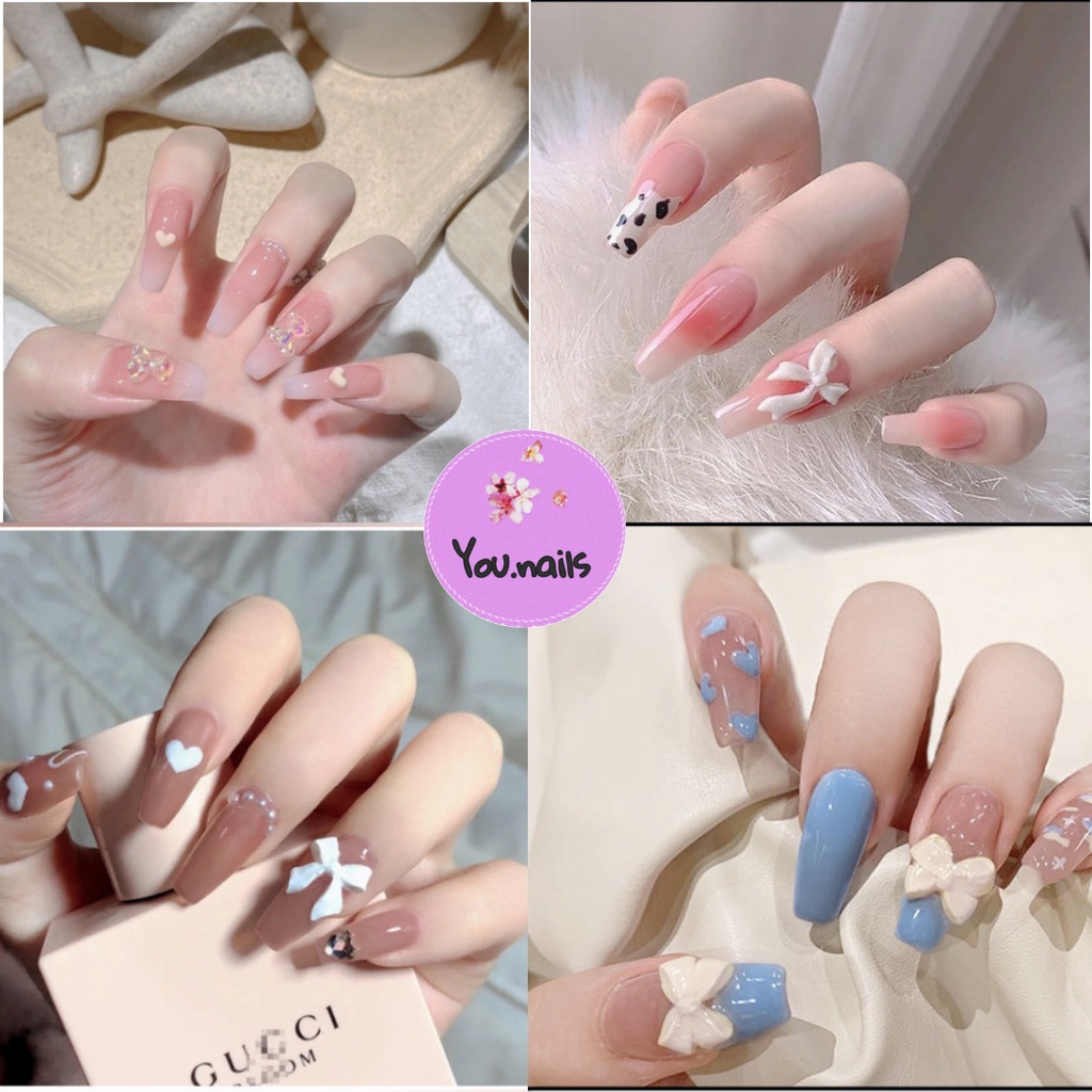 Móng tay giả đính đá móng giả nail giả dài nhọn sang trọng cá tính (X1-X20)