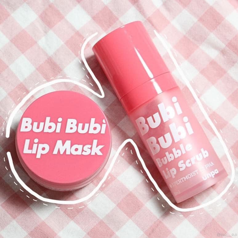 Tẩy Da Chết Môi Sủi Bọt & Mặt Nạ Ngủ Môi Unpa Bubi Bubi