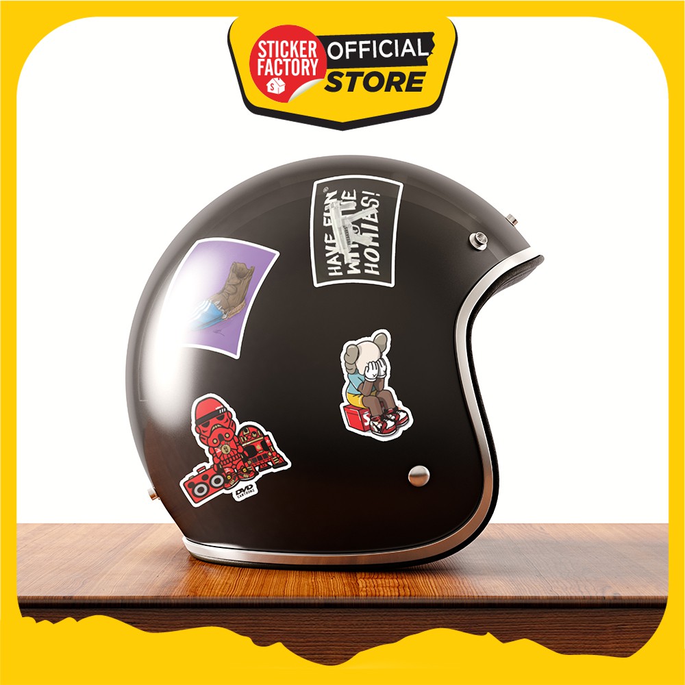 Hộp set 30 sticker decal hình dán nón bảo hiểm, laptop, xe máy, ô tô - STICKER FACTORY - Hype Beast