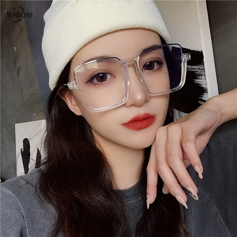 Korean version of the ins net red lower half-frame glasses male champagne sunglasses female trendy street shooting big frame square big face sunglasses