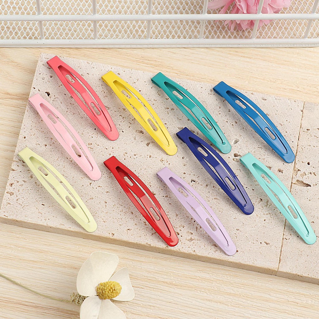 Set 10 Kẹp Tóc Kim Loại Không Trơn Nhiều Màu Sắc Dành Cho Nữ