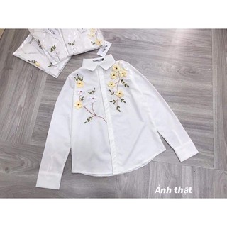 Áo sơ mi thêu hoa thủ công cực chất cho nữ thời trang công sở
