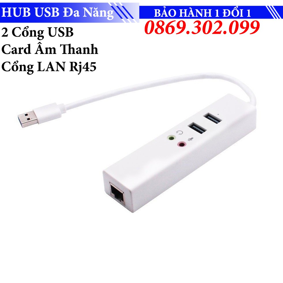 HUB chia USB có SoundCard và Cổng Mạng mở rộng RJ45