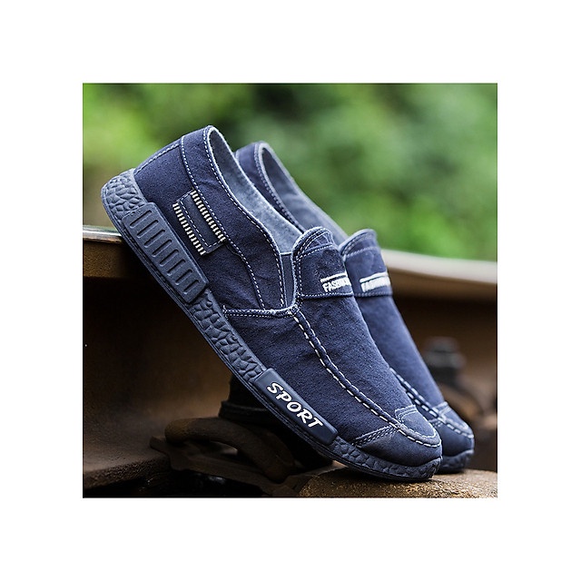 Giày Lười Nam Vải Bò Thể Thao Đế Cao Su Chống Trượt GVB001 - Size 43