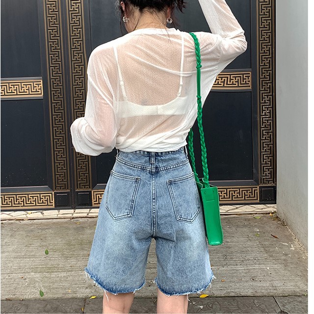 [ Mã FAMAYWA giảm 10K đơn 50K] Quần short jean nữ ống rộng rách gấu MSHA3 | BigBuy360 - bigbuy360.vn