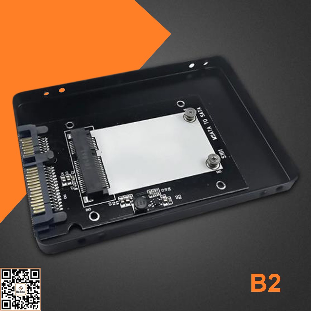 HỘP ĐỰNG Ổ CỨNG SSD MSATA - BOX SSD MSATA RA SATA 3 BAMBA B2 - VỎ NHÔM + MÀU ĐEN