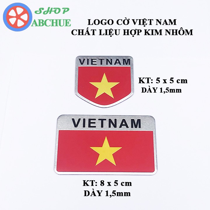 Bộ 2 Logo Sticker Cờ Việt Nam Hợp Kim Nhôm Dán Trang Trí Ô Tô Xe Máy