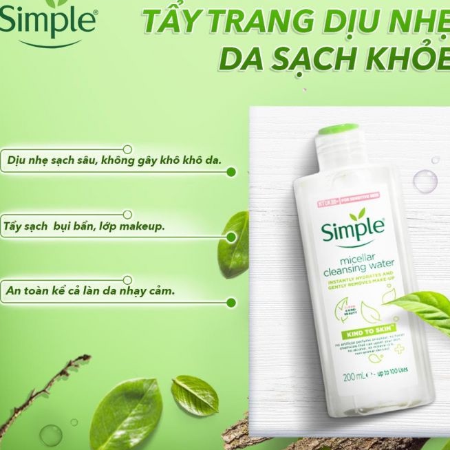 Nước Tẩy Trang Dịu Nhẹ Simple Kind To Skin Micellar Water 200ml - GIBE STORE