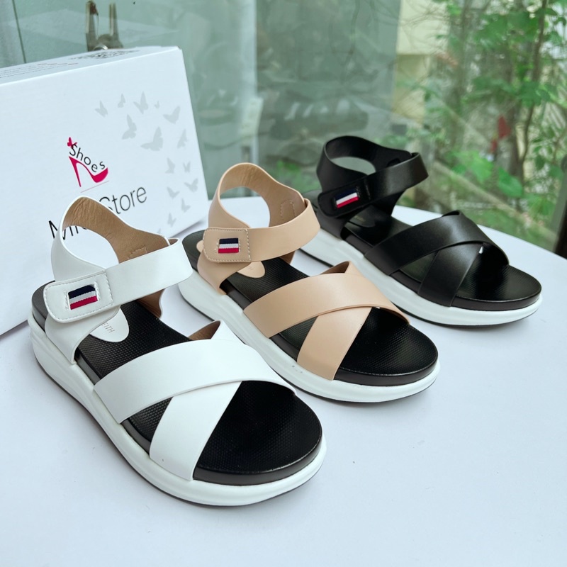 Sandal nữ siêu nhẹ quai chéo đế xuồng 4p kháng nước, xăng đan nữ đế bánh mỳ VNXK xuất xịn dễ phối đồ nữ đi làm, đi chơi
