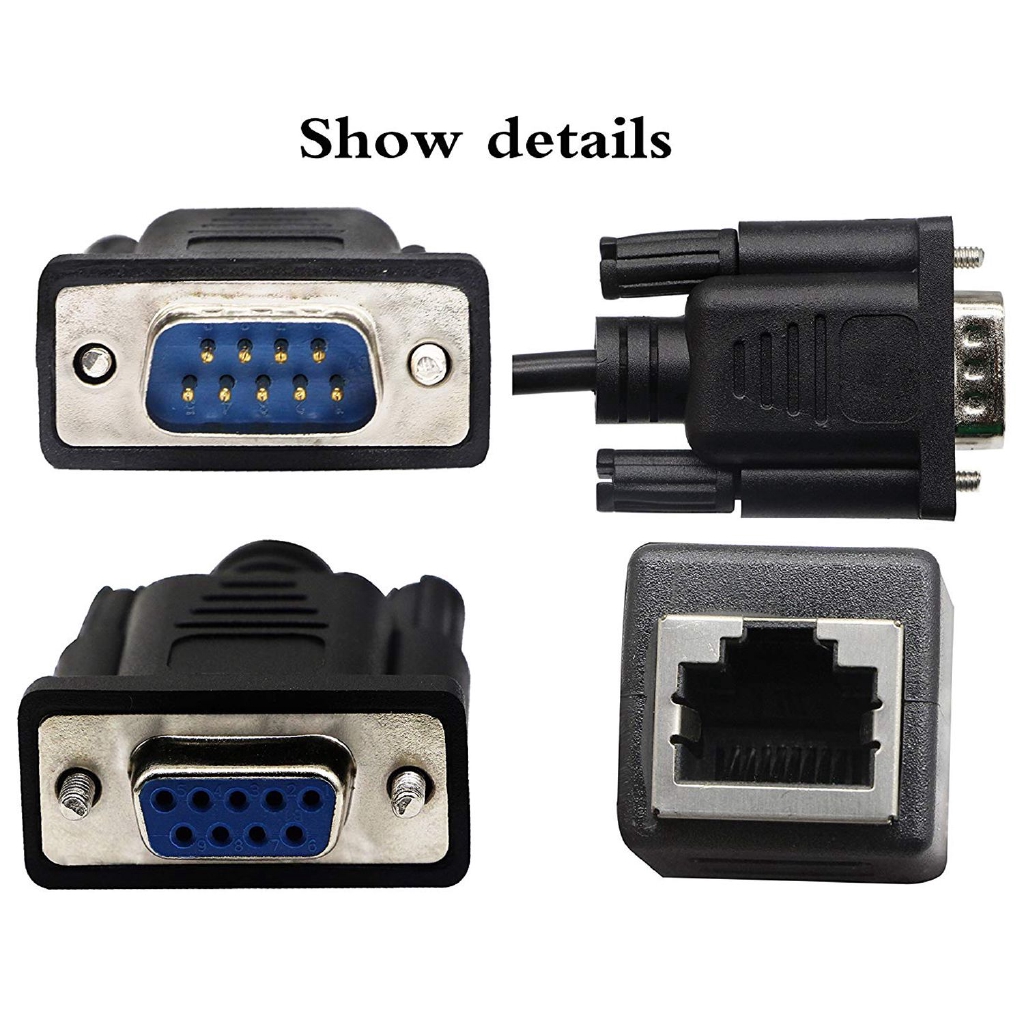 Set 2 Dây Cáp Chuyển Đổi Rj45 Sang Rs232 9-pin Female & Male To Rj45 Female Cat5 / 6 18cm / 7inch)