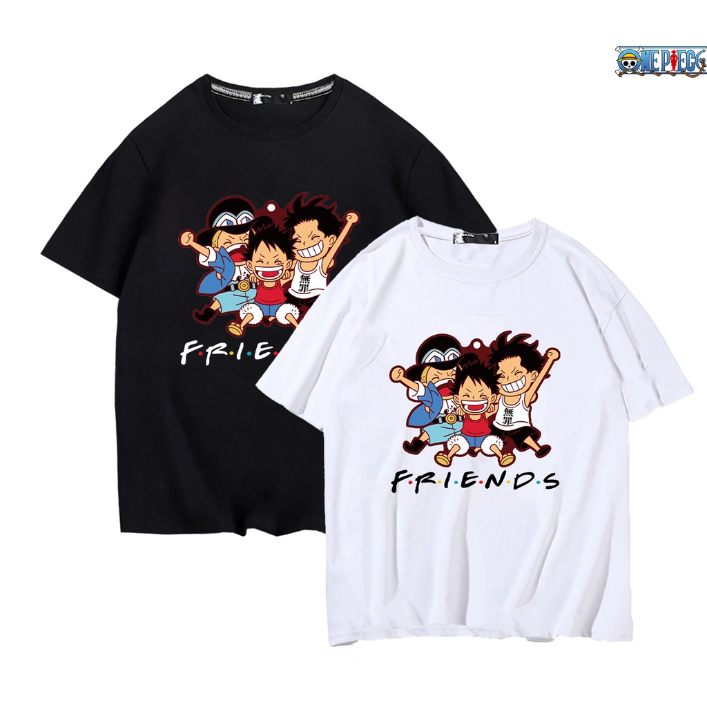 Áo thun form rộng in One Piece bộ 3 Luffy Sabo Ace 2 màu trắng đen cực đẹp OP34