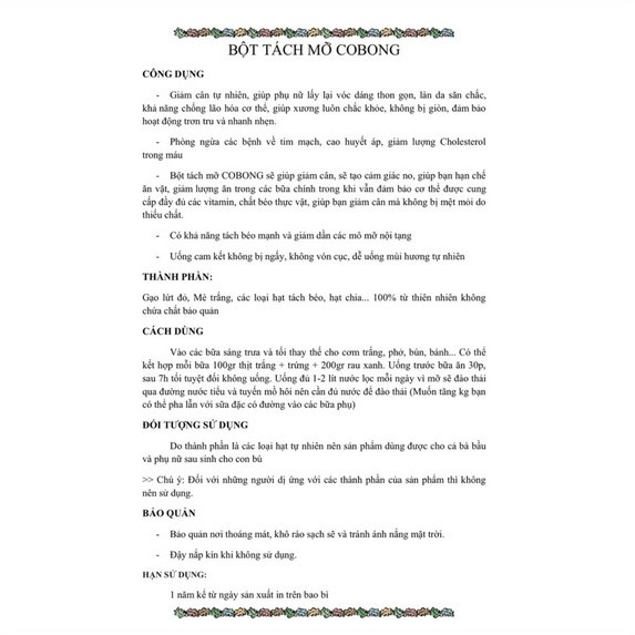 [Chính Hãng] bột tách béo cô bông siêu giảm cân gói 1kg | BigBuy360 - bigbuy360.vn