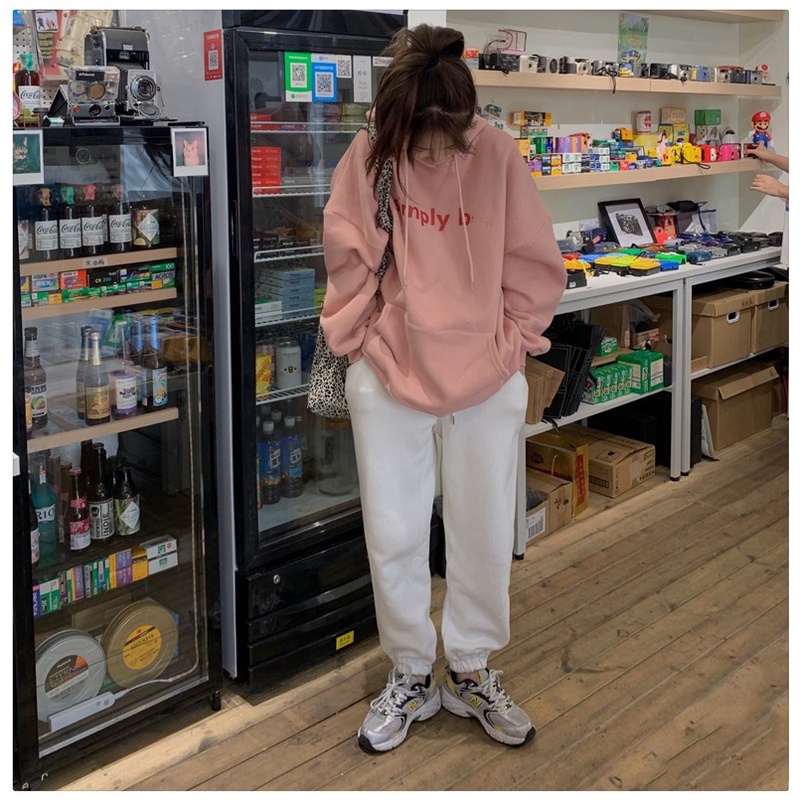 Áo hoodie mỏng tay dài dáng rộng màu hồng phong cách Hàn Quốc cho nữ | BigBuy360 - bigbuy360.vn