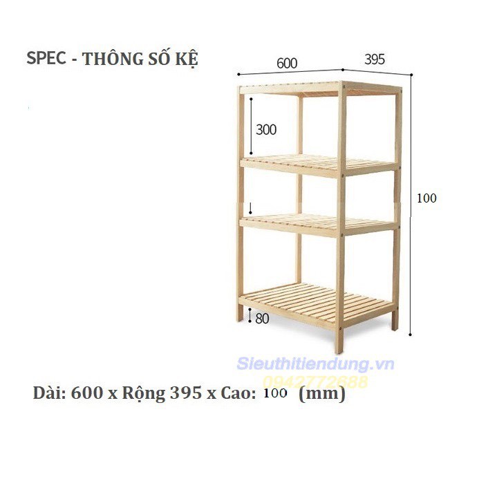 Kệ Lò Vi Sóng 4 tầng - Gỗ Thông Tự Nhiên Nhập Khẩu (Giá Xưởng)