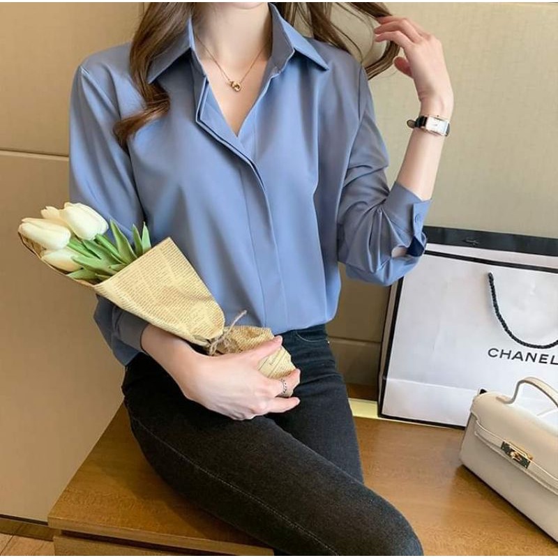 Áo Sơ Mi Nữ Lụa Dài Tay thời trang unisex ullzzang trẻ trung