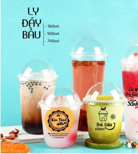 Combo 50 ly nhựa đáy bầu 700ml full nắp cầu fi 95