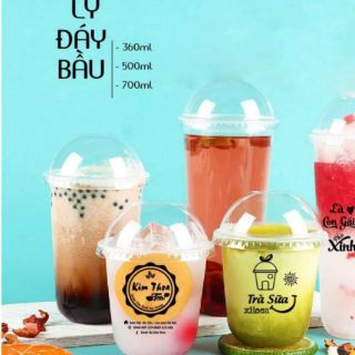 Combo 50 ly nhựa đáy bầu 700ml kèm nắp cầu fi 95