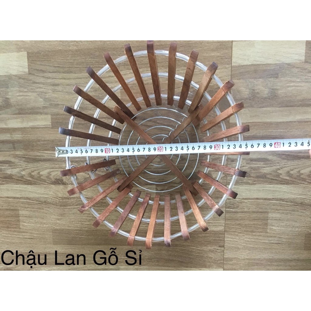 Chậu gỗ trồng lan chất liệu gỗ Cămxe đk 35cm DÁNG SEN