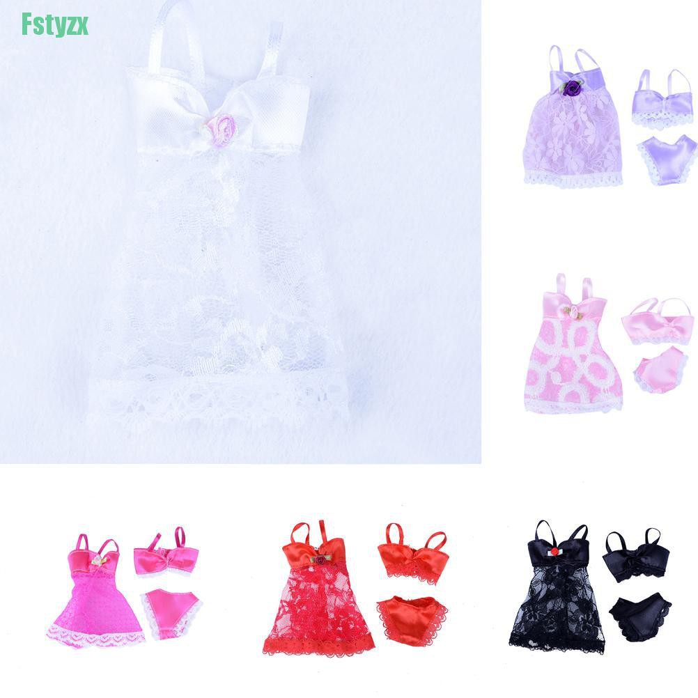 fstyzx 3pcs Sexy Swimwear Lace Night Dress Doll Pajamas Lingerie Clothes