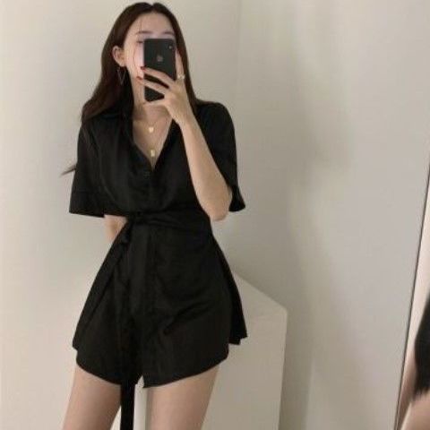 Đầm Polo tay phồng dài màu trơn dáng ôm thời trang cá tính cho nữ