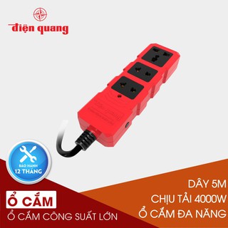 Ổ cắm Công suất lớn Điện Quang ĐQ ESKHP 3RB 5M (3 lỗ, màu đỏ đen, dây dài 5m)