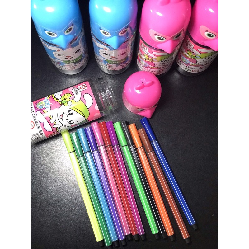 Bộ bút màu nước 12 màu hộp hình chim dễ thương cho bé