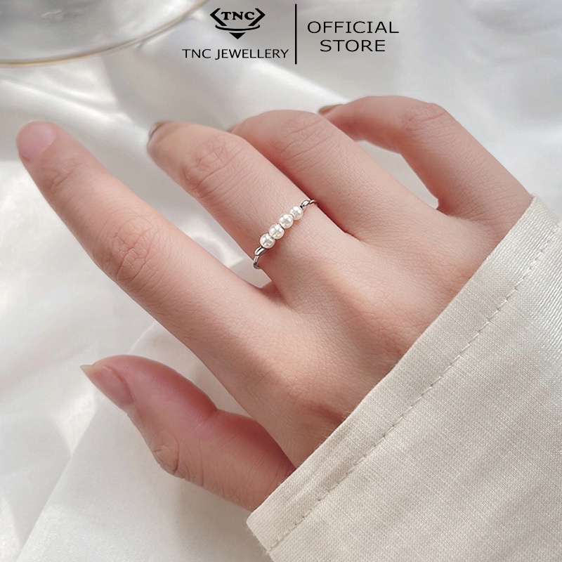Nhẫn Bạc Nữ Chuỗi Hạt Ngọc Bạc Ý 925 Cao Cấp- Trang sức TNC JEWELLERY