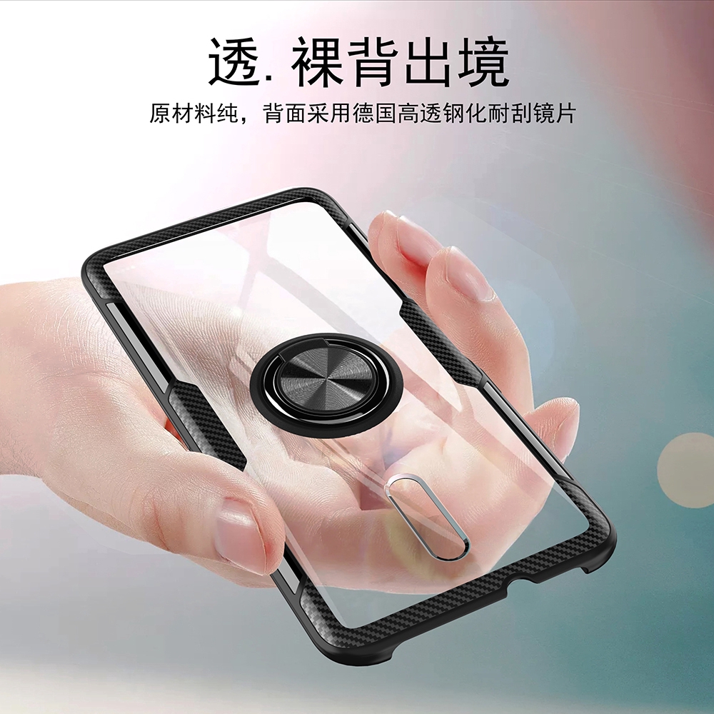 Oppo Reno2 F Reno 2 F R17 Reno 10X Reno2 Z R15 Pro F7 Luxury Shockproof Clear Stand Holder Ring Phone Case Ốp điện thoại trong suốt chống sốc kèm giá đỡ dành