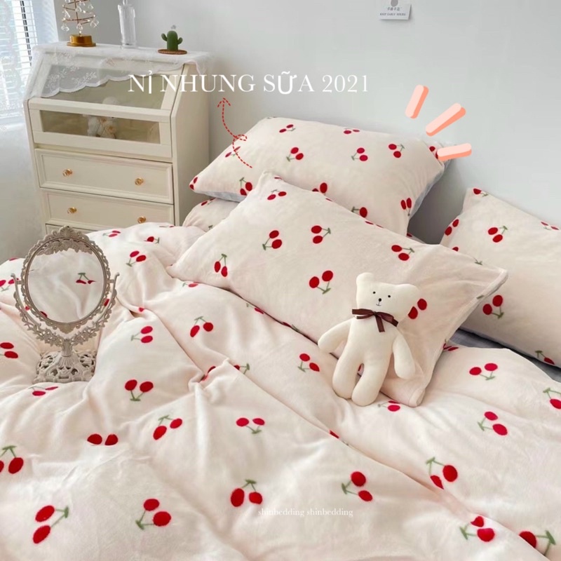 Set Bộ Vỏ Nỉ Nhung Sữa Mệm Mịn Ấm Áp Nhiều Hoạ Tiết Xinh Xắn Đáng Yêu _ shinbedding