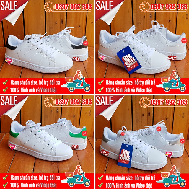 [TRỢ GIÁ SHIP] Giày Thể Thao Stan Smith Nhiều Màu Đen, Trắng, Bạc, Xanh Lá