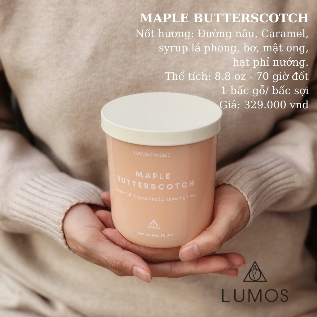 Nến Thơm Cao Cấp Lumos  Maple Butterscotch (Caramel, bơ, mật ong) – NT22 - Nến trang trí - Đạt tiêu chuẩn Quốc Tế