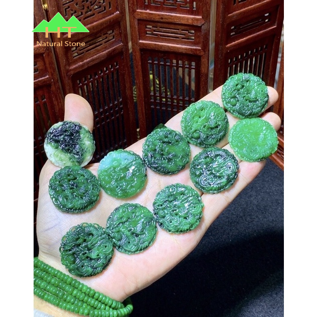 Mặt dây chuyền Ngọc Sơn thủy chạm khắc rồng