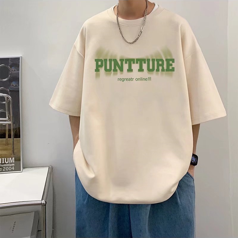 Áo Thun Dáng Rộng Cổ Tròn In Chữ Thời Trang Mùa Hè Phong Cách Hàn Quốc Cho Nam Giới Size M-5XL