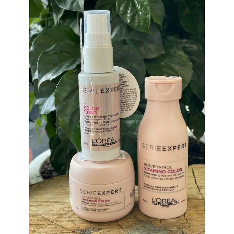 Size mini |Xịt dưỡng 45ml Dầu gội 100ml, hấp dầu 75ml Loreal Vitamino Color A-OX chăm sóc và giữ màu tóc nhuộm