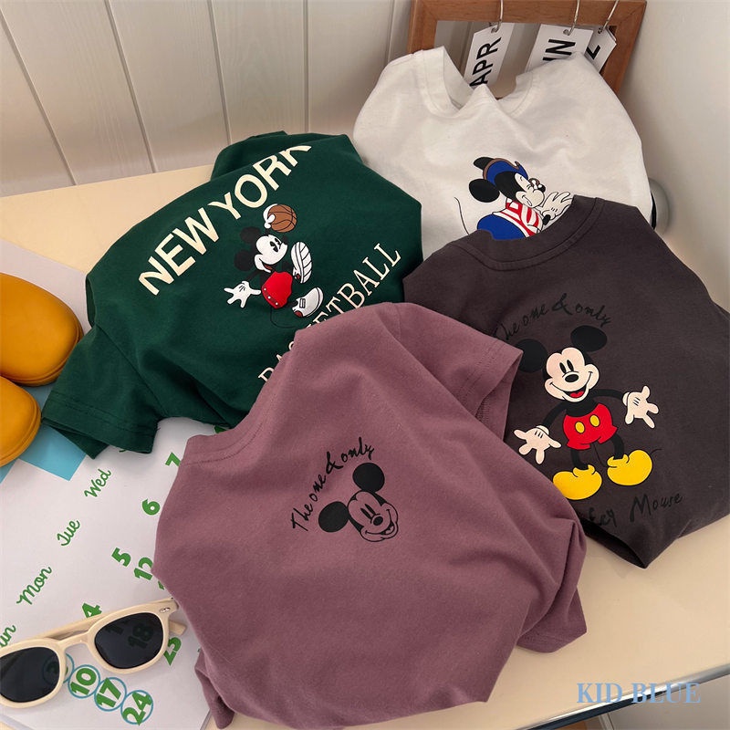 Áo Thun Tay Ngắn Cổ Tròn In Họa Tiết Hoạt Hình Dễ Phối Đồ Thời Trang Phong Cách Phương Tây Cho Bé