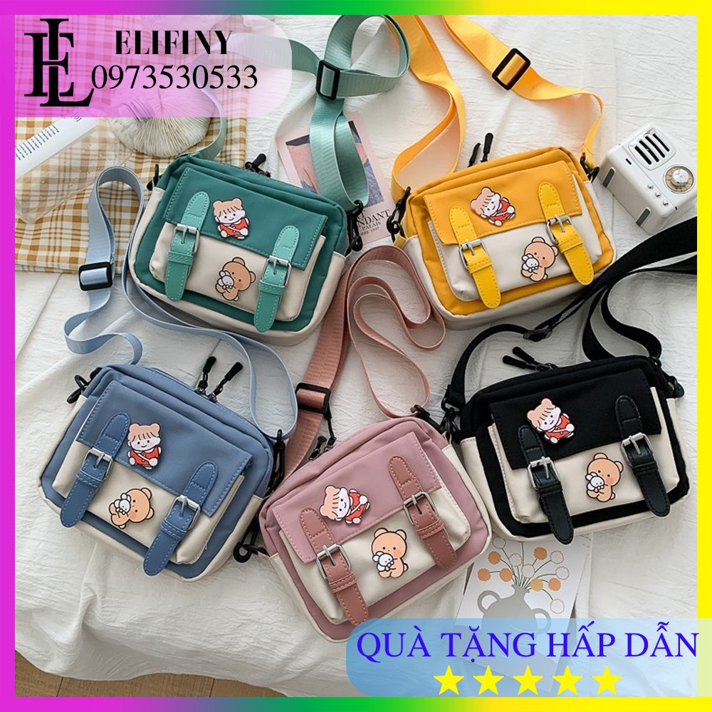 Túi Đeo Chéo Đeo Vai Vải Canvas Chống Nước Cao Cấp Phong Cách Hàn Quốc Siêu Xinh Siêu Cute