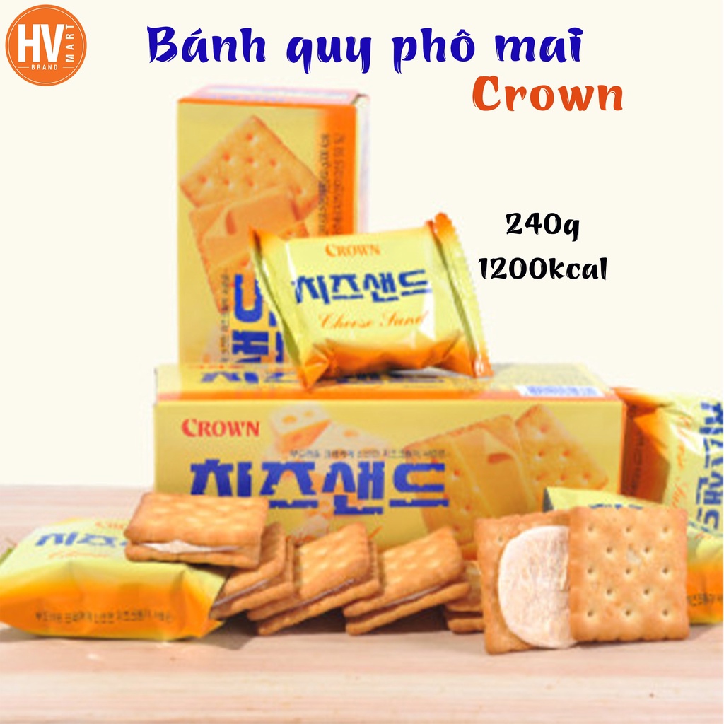 [Hàng Giá Tốt] Bánh Qui Kẹp Phô Mai Cheese Crown Hàn Quốc Ít Kcal 60g-240g