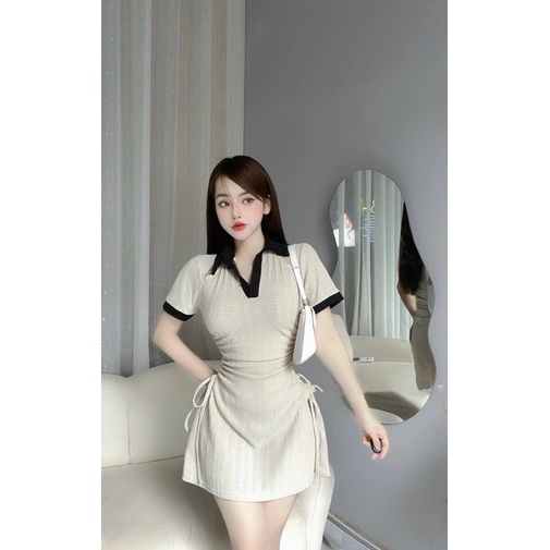 Đầm Body Viền Polo Cổ Bẻ Rút Eo Xương Cá