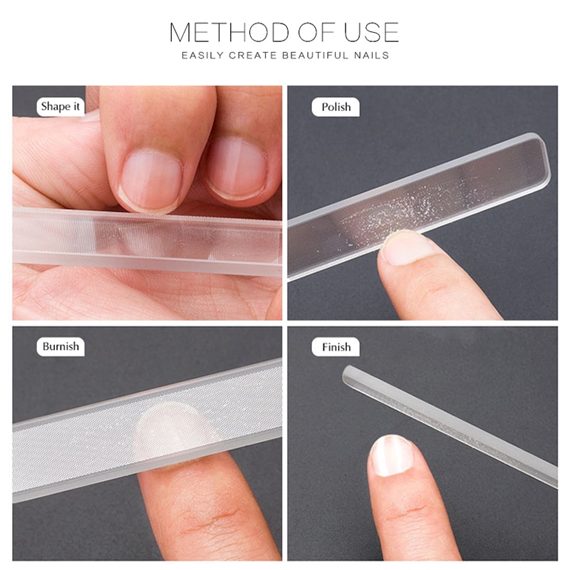 1 dũa móng tay thủy tinh nano trong suốt 9cm chuyên nghiệp Brainbow