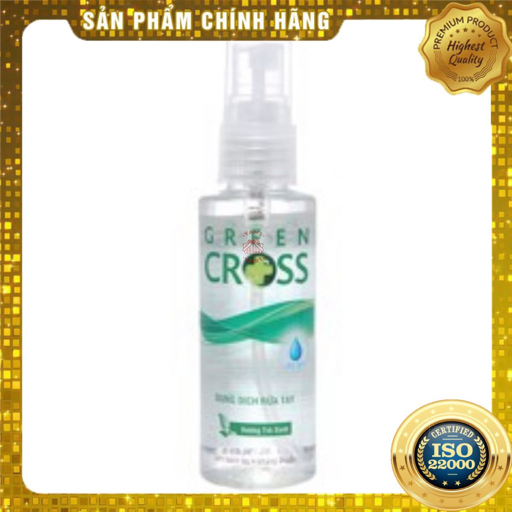 [ Yams Mart ] Xịt Rửa Tay Green Cross Hương Trà Xanh Chai 70 ML