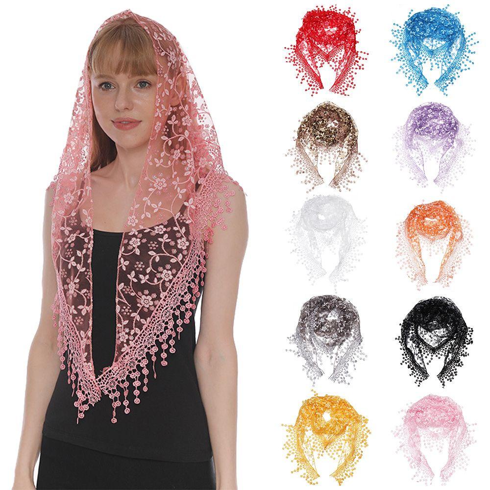 XIANTIN Khăn Choàng Cổ Dài Phối Ren Hoa Cho Nữ Ốp