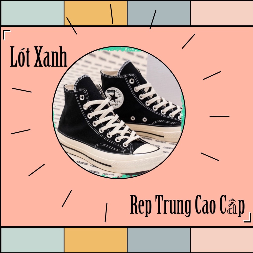 Giày_Converse 1970s cổ cao nam nữ màu đen trắng mũi bóng, Giày CV bản đẹp full box bill