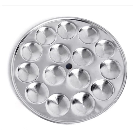 Khuôn làm bánh bèo nhiều bánh bằng nhôm-inox (có nút cầm chống nóng)